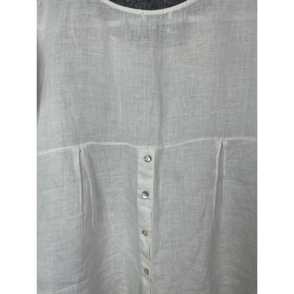 Tero Millennio 100% Linen Top White Women's Medium Boho, Lagon Look - Picture 11 of 13